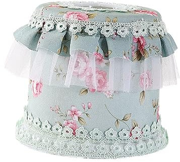 Garneck Elegante Mit Spitze Verzierte Taschentuchbox Stoffrollenpapierhalter Serviettenspender Aufbewahrungsbox Für Wohnzimmer Büro Grüner Runder Eimer