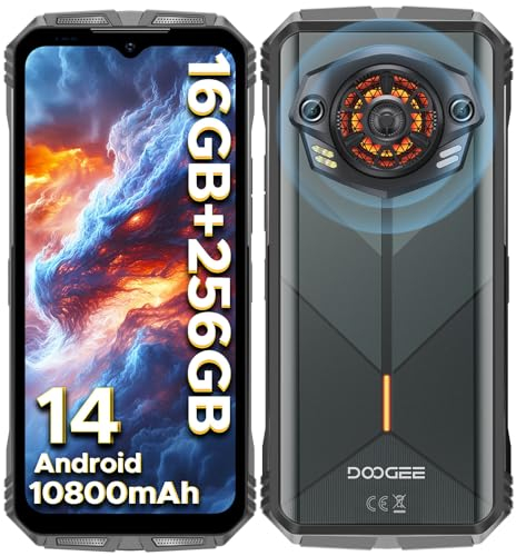 DOOGEE S Punk [2025] Outdoor Handy Android 14, 16GB+256GB,10800mAh/33W, 50MP+16MP Kamera,126dB Lautsprecher, 6.58'' FHD+ Outdoor Smartphone, baustellenhandy/NFC/OTG/Fingerabdruck ID/Dual 4G SIM