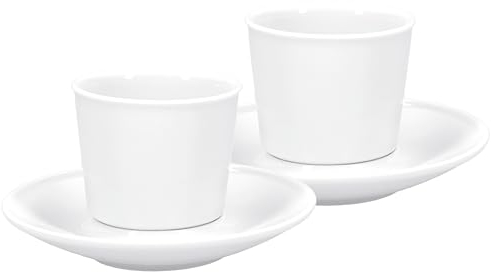 KPM Berlin Flugzeugtasse Duo-Set, Porzellan, Espressotasse Kaffeebecher mit Untertasse, Mokkatasse Marguerite Friedlaender handmade, weiß im Geschenkkarton