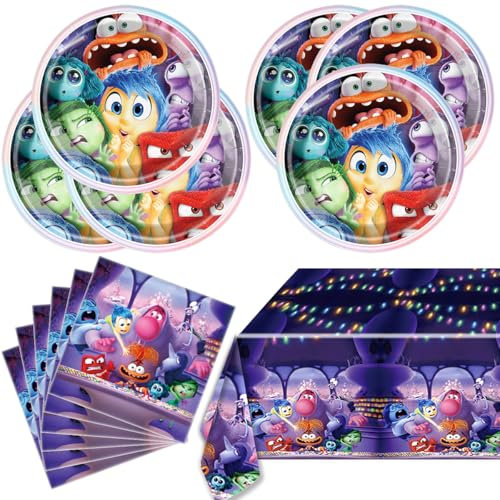 Inside Out 2 Birthday Party Tableware - 20 Plate, 20 Napkins & Tablecovers (70 x 42in) for Inside Out Supplies