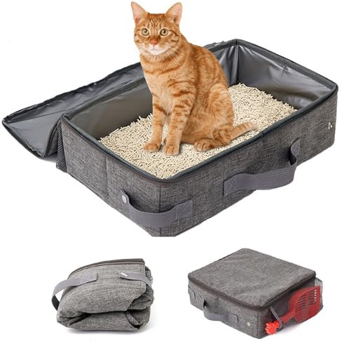 Sonhomay Travel Litter Box Portable Pet Litter Box with Waterproof Liner Cat Toilet Litter Pan for Outdoor Travel with Pet