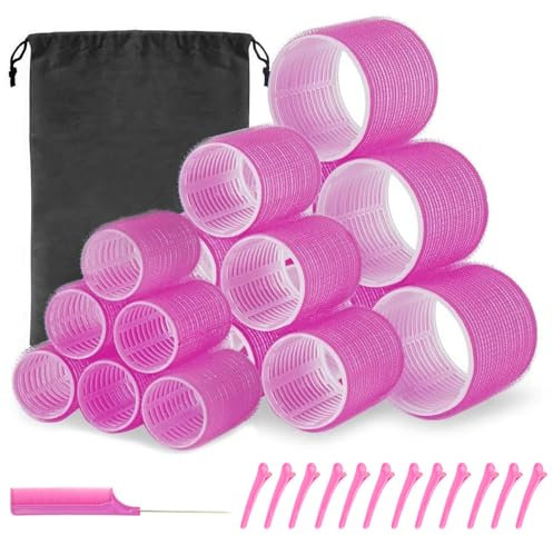 Lockenwickler locken Set, 30 Stücke Lockenwickler selbsthaftend Hitzefreie Jumbo Groß Kleine Lockenwickler Selbsthaftend Hair Rollers für Lange Medoum und Kurze Haare