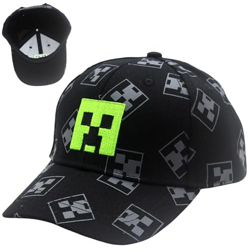 YCVBCY Verstellbare Baseballmütze Sonnenmütze Baseball Cap Kinder Cartoon Design Baseballmütze Schwarz Und Pixelig Grid Sonnenhut Basecap