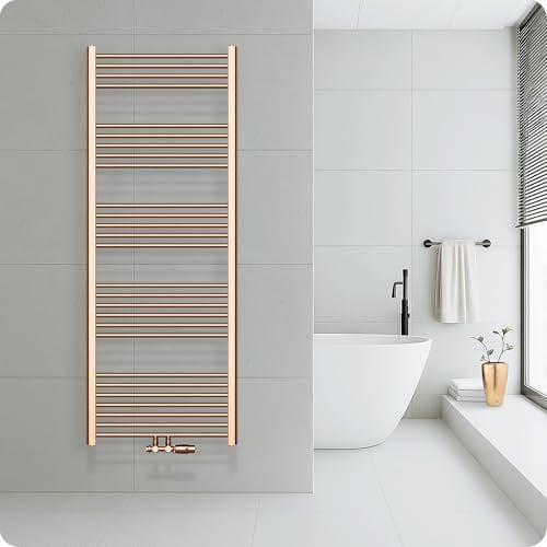 Belrad® Badheizkörper mit Mittelanschluss, Kupfer gebürstet | Moderner Handtuchheizkörper, Qualitätsstahl, Wandmontagefähig, Wasserbetrieben, Robuste & langlebige Badezimmer Heizung