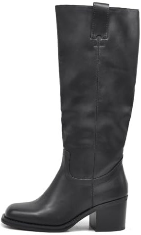 IF Fashion Scarpe da Donna Stivali Biker Motociclista Lisci Tacco A Blocco Punta Quadrata G688 Nero N.36