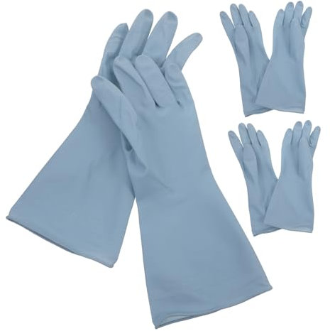 MAGICLULU 3 Paar Blaue Pvc Küchenhandschuhe Wasserfest für Reinigung