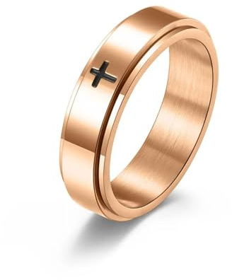 Sopodbacker Ring Ringe Damen Bijouterie Herren Drehbarer Kreuz Ring Männer Und Frauen Spinner Ring Hochzeit Party Punk 11 Roségold