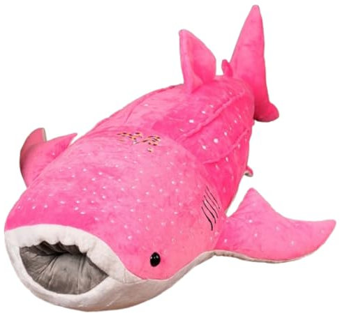 Riesiges Blauwal Stofftie-Plüschkissen, gefülltes Wal-Plüschtier, zum Spielen und Kuscheln Baby-Geschenk für Mädchen und Jungen (150 cm,rosa)