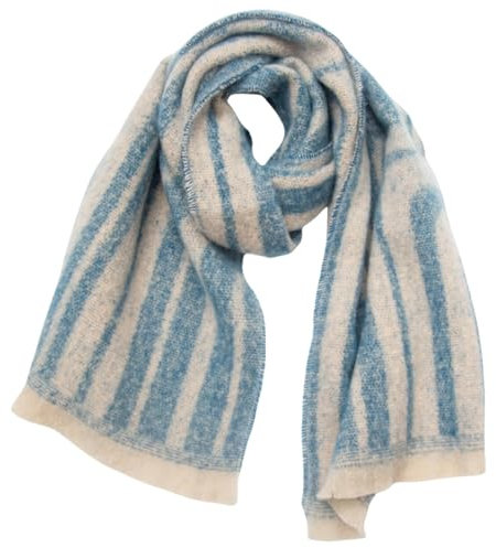 LYBQFZ Schal Nackenschal Herbst- Und Winterkreisgarn Kurzer Bart Geometrischer Jacquard Schalschal-blau-190x40cm