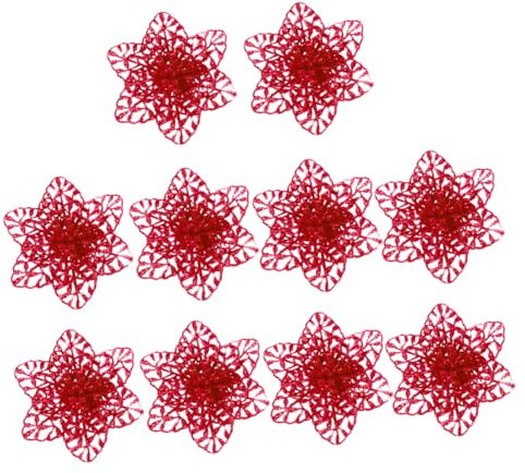 BESTOYARD 10stücke Teiliges Kunststoff Christbaumschmuck Mit Glitzer Hohle Künstliche Blume Deko Für Weihnachtsbaum Tür Und Fenster Festliche Farbverläufe Für Weihnachten Und Neujahr