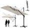 ISOISL Parasol de jardin/de terrasse, 300 x 300 cm, grand, avec manivelle, rotatif à 360 ° et inclinable, protection solaire UV50+, en aluminium, pour jardin, salle à manger en plein air, beige, Mit