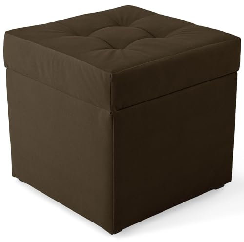 MG Design Polsterhocker 45 x 45 cm Braun mit Stauraum (ca. 50 L), bis 300 kg belastbar, ohne Montage & leicht zu reinigen, angenehm matt mit feiner Struktur – für Wohnzimmer, Schlafzimmer & Flur