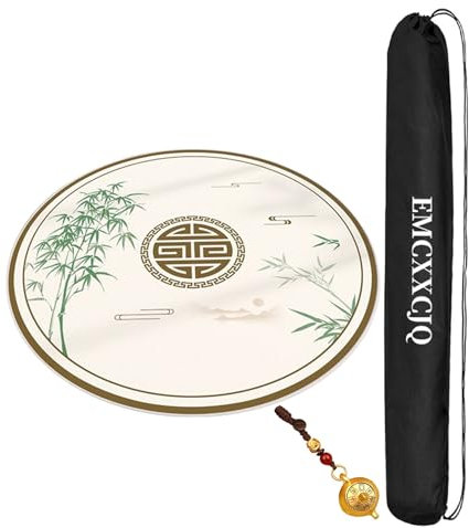 WTBHDUK Tapis de Table de Mahjong en Forme de Cercle, antidérapant en Caoutchouc pour Poker, Bridge, Jeux de tuiles, Jeux de dés (Bambou, 60 cm)