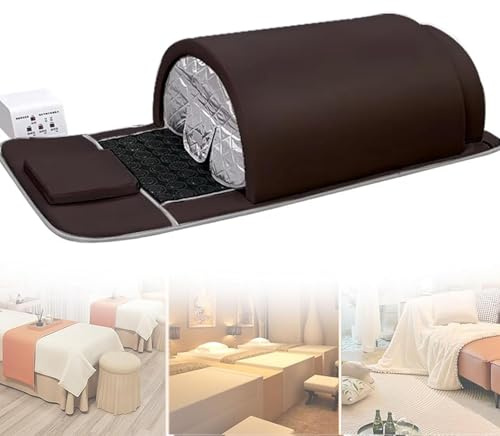 ZenSeFarin Dôme Sauna Professionnel Infrarouge Lointain avec Oreiller Et Tapis Infrarouge,Capsule Sauna Personnelle à Couverture Complète à 360 Degrés avec Pierres Tourmaline Et Germanium Brown