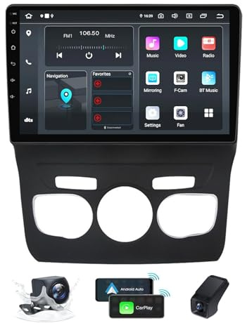 ZZPHKK 9.5 Pollici 2K Radio Schermo per Auto Android 14 per Citroen C4 C4L 2013-2016 - Wireless CarPlay & Android Auto/Navigazione GPS/Controllo del Volante/Split Screen/FM RDS Autoradio(M160CP)