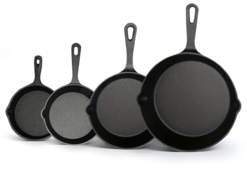 Pre-Seasoned Cast Iron Skillet 6Pcs Cast Iron Skillet Pan 3/5/6/7 Inch | Heavy Duty Frying Pans Non‑Stick Cookware for Indoor Outdoor Grill BBQ StoveTop Oven & Induction