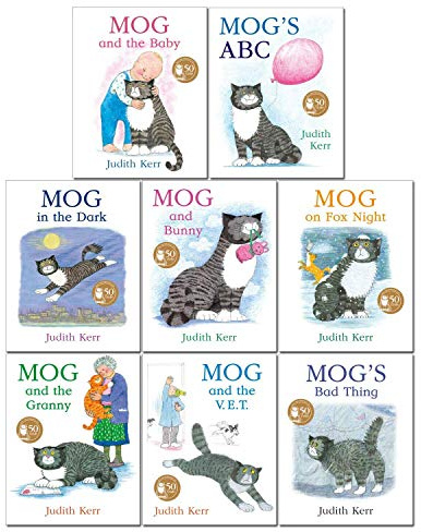 Mog The Cat Books Series 8 Books Collection Set Pack By Judith Kerr (Mog and The Baby, Mog's ABC, Mog in the Dark, Mog and Bunny, Mog on Fox Night, Mog and the Granny, Mog and the V.E.T & Bad Thing)
