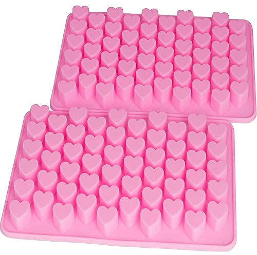 Voarge 2 Stück Herzform Silikon Eiswürfel, Backformen mit 55 herzförmigen Backformen aus Silikon, DIY Liebe Schokoladenkuchenform