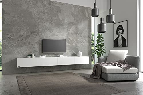Wuun® TV Lowboard TV Board hängend I 100cm-280cm I Hängeschrank Wohnwand/Somero Weiß-Matt I 280cm