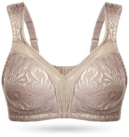 WingsLove Women's Full Coverage Bra Non Padded Comfort Minimiser Bra Wire-Free Bra Plus Size (Toffee 36F)