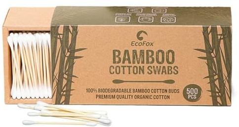Bamboo Cotton Swabs 500 Count | Eco-Friendly & Pure Cotton Buds | Double Tipped Sticks | 100% Plant-Based & Natural | Perfect for Makeup & Nail Applications, Arts & Crafts, Removing Dust & Dirt…