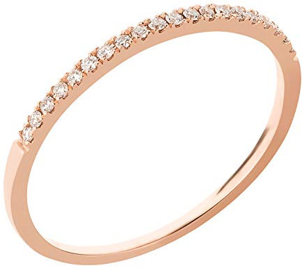 Ardeo Aurum Damenring aus 375 Gold Roségold mit 0,10 ct Diamanten Brillant Memoire Vorsteckring schmal Stapelring Gr. 60