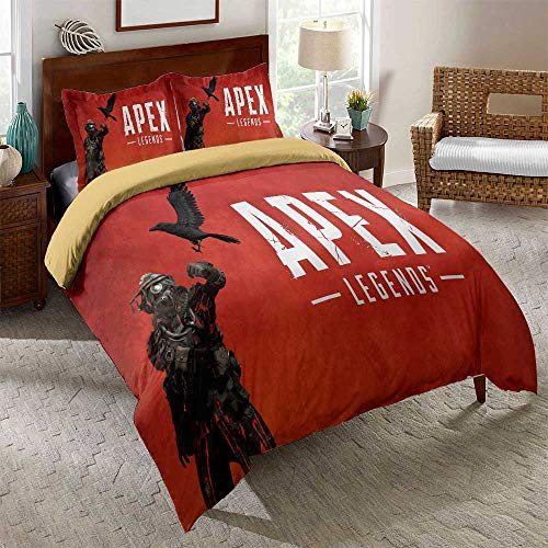 Ste-X Bettset Adult Teen Boy, 1/2 Person APEX Legends Bettbezug Graffiti-Muster 3-teiliges Bettset, Reißverschluss, 2 Kissenbezug (135 x 200 cm,Held 05)