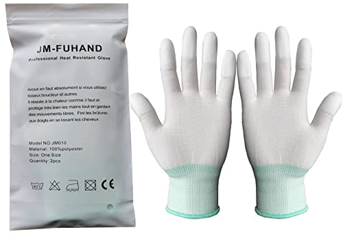 hitzehandschuh lockenstab, Thermo-Styling-Handschuh, professionell, hitzebeständig, zum Stylen von Haaren, Frizzer und Frizzer. (1 Paar) (Weiß)