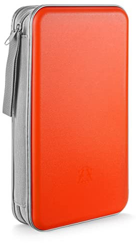 LIOVODE étui DVD, Porte-CD d'une capacité de 96, étui de Rangement multimédia Collection de disques Portefeuille de Protection pour la Maison et la Voiture (capacité 96, Orange 96)