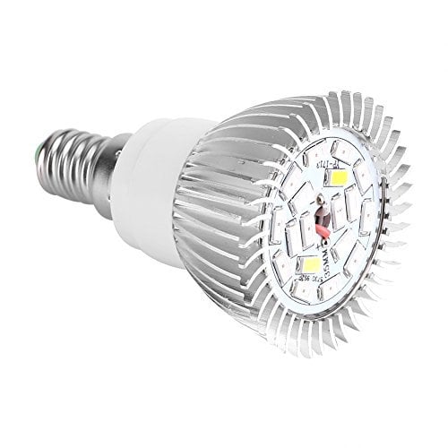 LED-Grow-Glühbirne, 18W 18-LED-Vollspektrum-Pflanzenlampe, Vollspektrum-E27/E14/GU10 85-265V 18W 18 LED-Grow-Licht-Blumenpflanzen-Hydrokultur-Wachstumsbirne(E14)