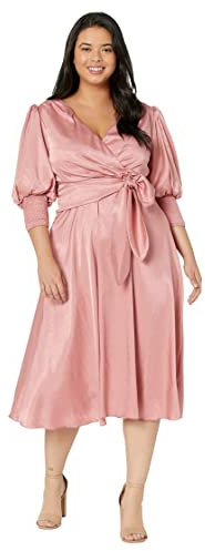 Little Mistress Newton Robe midi en Satin avec nœud sur Le Devant Rose poudré Taille 36 Femme