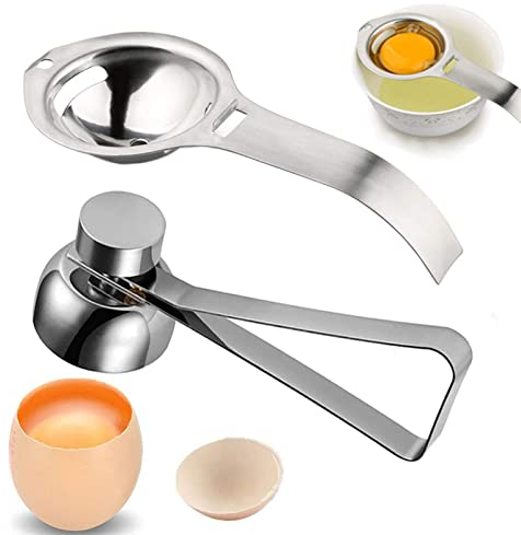 Ouvre-Oeufs En Acier, coupe oeuf, Coupe Œuf Ouvre-Oeufs En Acier Inoxydable, Séparateur De Blancs d'Oeufs, Coupe-Oeufs En Acier Inoxydable, Ustensile De Cuisine Simple Pour Oeufs Durs (Argent)