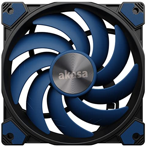Akasa Alucia SC12, 120mm PWM Case Fan, Up to 2000RPM and 56.3 CFM, Anti-vibration Pads, High Airflow PC Fan, Blue Cooling Fan for Case, CPU Cooler and Radiators, AK-FN117