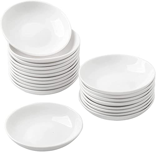 UIBFCWN Juego de 20 Cuencos para Salsas, Cuencos para Aperitivos, Cuencos para Sushi, Cuencos de porcelana para Salsas de Soja, Aperitivos, Condimentos, 10 x 2,5cm