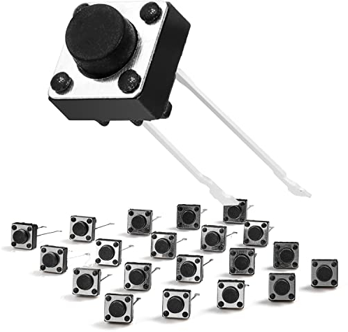Chanzon SPST Interruptor de Boton Momentaneo Tactil 6x6x5mm 20Pcs (TSD015) 2 Pin pulsador táctil interruptor Micro momentáneo Tact Para placa Arduino Breadboard PCB electrónica