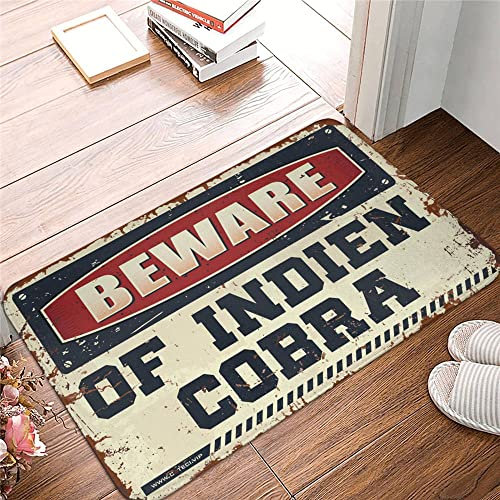 COTECI Backyard Bar Decor Beware Of Indien Cobra Teppich Outdoor Teppich Wasserdicht Indoor Schuhmatte (Größe: 40 x 60 cm)