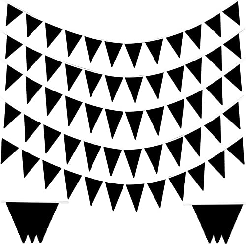 Laipuke 10m Stoff-Wimpelkette, Schwarz, 40 Wimpel, Für Kinderzimmer, Hochzeit, Geburtstag, Party (757050)