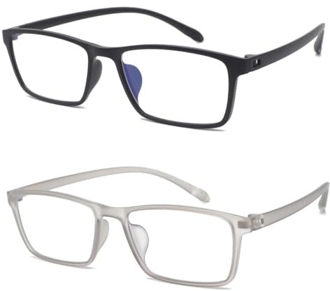 Mcoorn Lesebrille Entspiegelt Rechteckig für Herren, Breit Groß Flexibel, Lesehilfe Anti Blaulicht für Handy/Computer mit Etui, Dioptrien +4.0