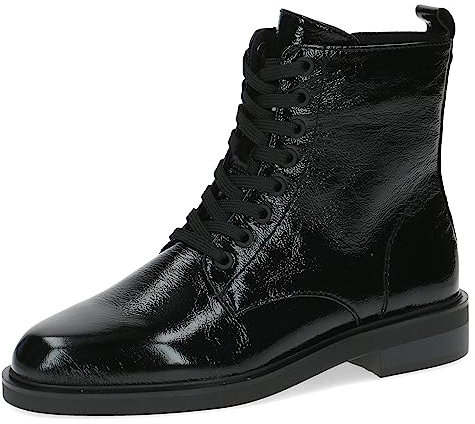 CAPRICE Damen Stiefeletten zum Schnüren aus Leder mit Reißverschluss, Schwarz (Black Naplak), 40 EU