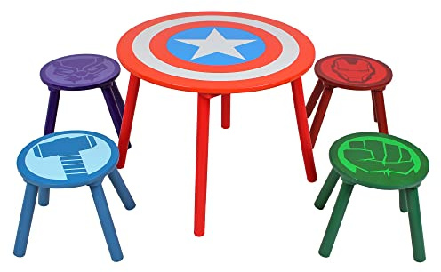Disney Marvel Avengers Table and Stool Set for 4, Holds up to 30kg per stool, Perfect for Playtime and Activities - Small, Multicolour