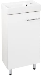 VBChome Badmöbel Set 40 cm Weiß Waschbecken mit Unterschrank Waschtisch 1-Türen Waschbeckenunterschrank Badezimmerschrank Badschrank