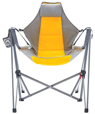Stream Design Portable Swing Hammock Chair | Foldable Recliner Rocking Lounger with Headrest and Drink Holder | For Outdoor & Sports, Beach, Lawn, Hunting, Tailgating, Fishing | Supports 300 Lbs