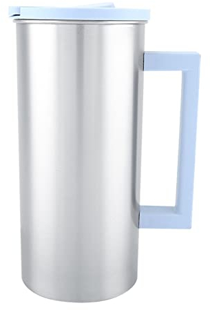 MINGZHE Bedside Water Carafe, Korean Colorful Bottle Pot for Nightstand, Water Juice Pitcher for Bedroom, Stainless Steel Water Kettle Mug Cup for Milk Tea Coffee(Blue)