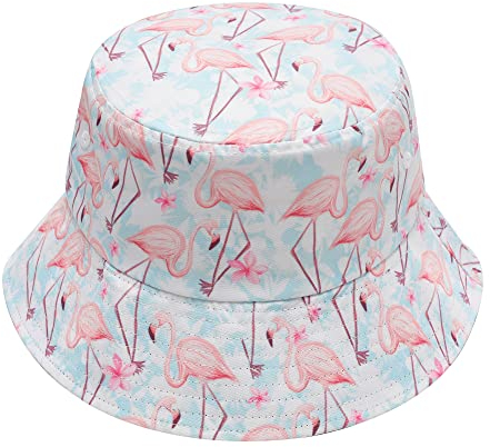 ZLYC Männer Frauen Sommer Fischerhüte Obst Hut, Flamingo Pastellblau, One Size
