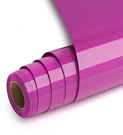 Plotterfolie Textil Glitzer Lila, Flexfolie Plotter Textil 30.5x182cm Transferfolie Plotter Flexfolie für Cricut und Silhouette Cameo,Lila Heat Transfer Viny Plotterfolie für Kleidung, Mützen