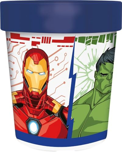 STOR Marvel Avengers Iron Man Hulk Captain America Captain Marvel 260 ml Kinderbecher aus Kunststoff mit rutschfestem Boden