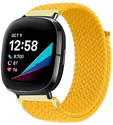 Armband für Fitbit Versa 3/ Versa 4/Sense/Sense 2 Armband, Geflochtenes Nylon Stoff Solo Loop Band für Damen Herren, Verstellbares Ersatzarmband Kompatibel mit Fitbit Versa 3/ Versa 4 (N)