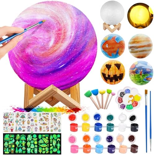 ONLYFUN Bastelset Kinder Mond Lampe Malset, Mädchen und Jungen, kreativ set für kinder, Spielzeug zum Bemalen, ideales Geburtstagsgeschenk für Kinder im Alter von 3-12 Jahren
