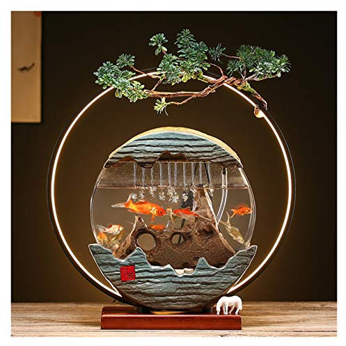 HASMI Fontaine de Table Maison Aquarium Salon Chauffe-Eau Meuble TV Petits Objets Fontaine en céramique Bureau Bureau créatif Ouverture Cadeau Fontaine d'intérieur (Color : Bruin)