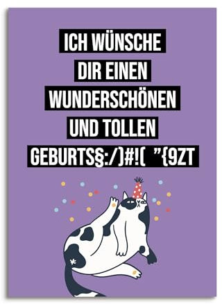 Nastami Geburtstagskarte Katzen GEBURTS§:/#!(”(9ZT Geschenk Freundin Geburtstag Katze Postkarte